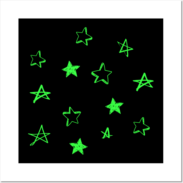 small green star doodle pattern Wall Art by AdelDa
